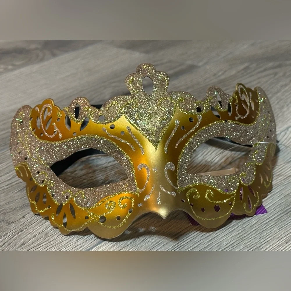 Mardi Gras Costume Mask-Gold Adult Size. Wear It Or Decorate With It.